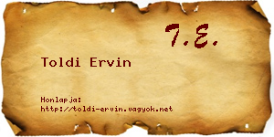 Toldi Ervin névjegykártya